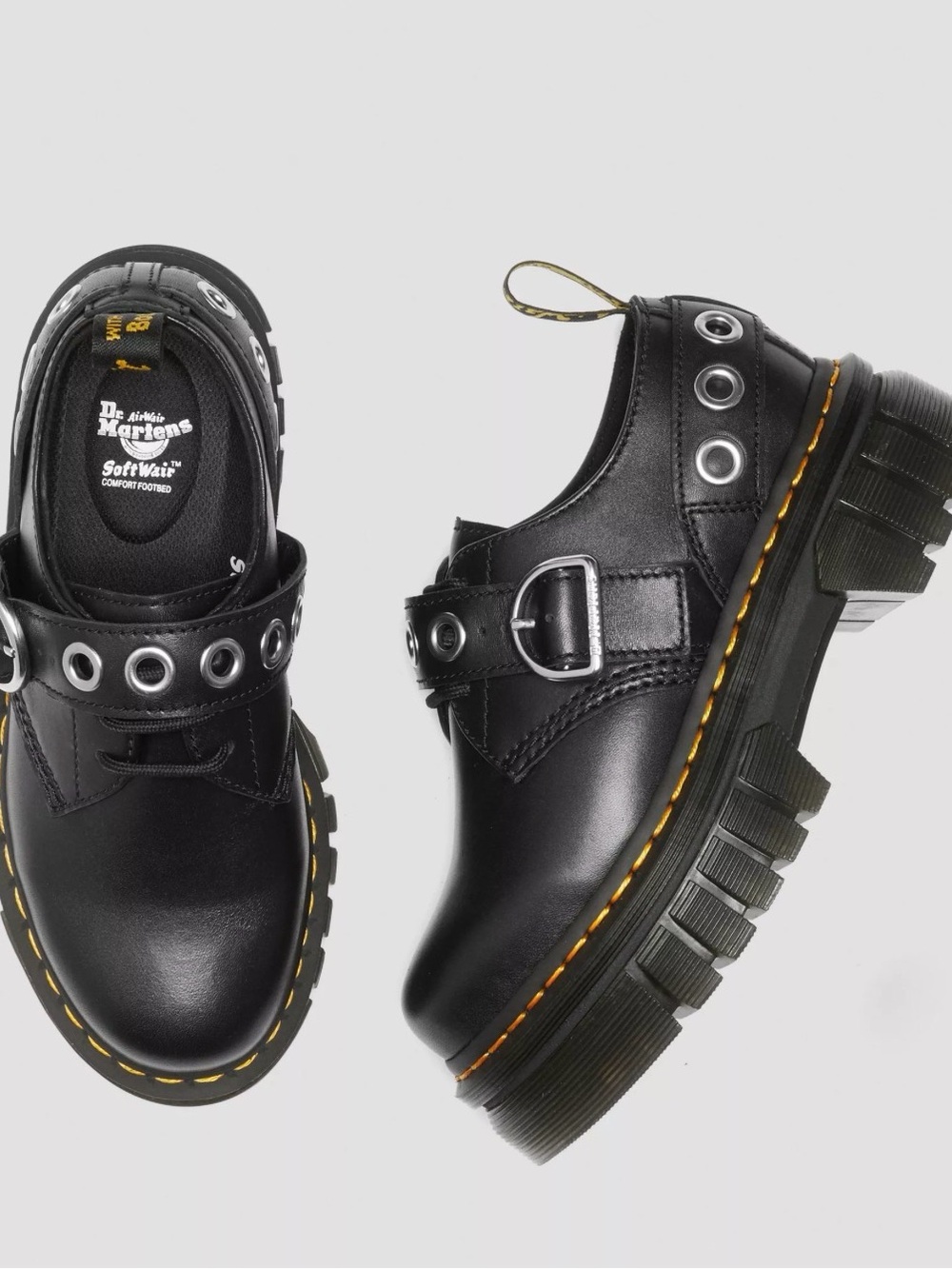 Dr. Martens Audrick Hardware Leather Platform Shoes Size EU39 US Women’s 8